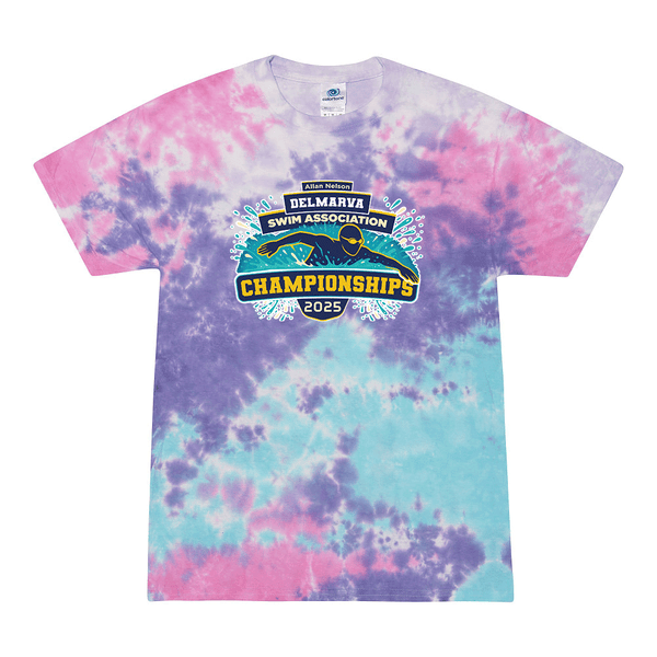 Tie Dyed T-shirt - 2025 Allan Nelson Delmarva Swim Association Championships