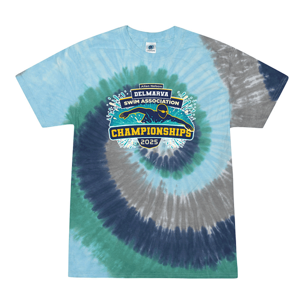 Tie Dyed T-shirt - 2025 Allan Nelson Delmarva Swim Association Championships