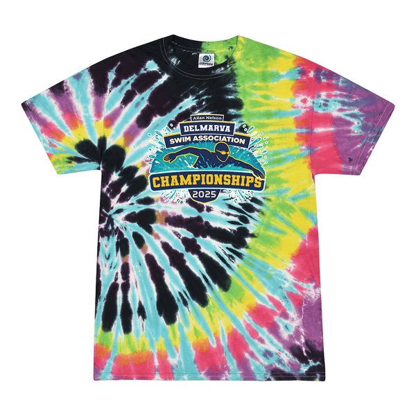 Tie Dyed T-shirt - 2025 Allan Nelson Delmarva Swim Association Championships