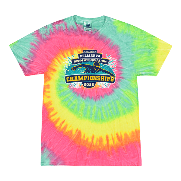 Tie Dyed T-shirt - 2025 Allan Nelson Delmarva Swim Association Championships