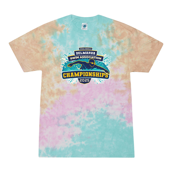 Tie Dyed T-shirt - 2025 Allan Nelson Delmarva Swim Association Championships