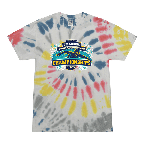 Tie Dyed T-shirt - 2025 Allan Nelson Delmarva Swim Association Championships