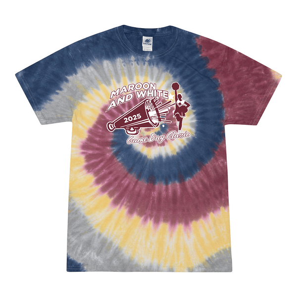 Tie Dyed T-shirt - 2025 Maroon & White Cheer