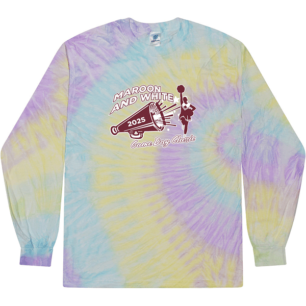 Tie Dyed Long Sleeve- 2025 Maroon & White Cheer