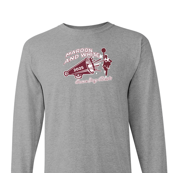 Solid Long Sleeve T-shirt - 2025 Maroon & White Cheer