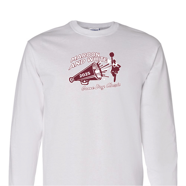Solid Long Sleeve T-shirt - 2025 Maroon & White Cheer