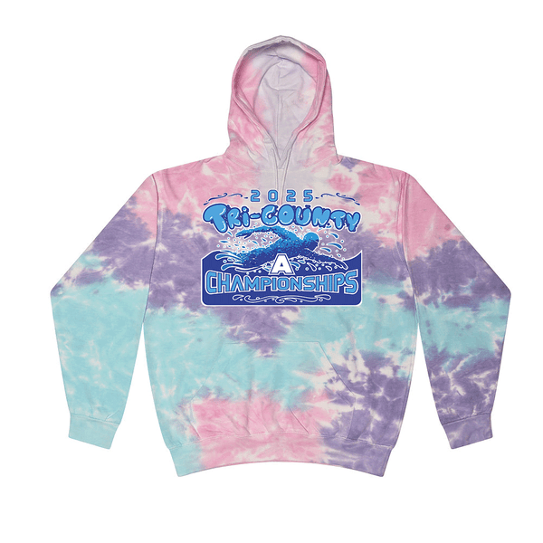 Tie Dyed Hoodie - 2025 TRI-County A Swim Championships
