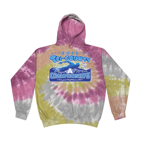 Tie Dyed Hoodie - 2025 TRI-County A Swim Championships