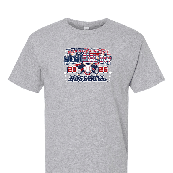 Solid Short Sleeve T-shirt -2026 Woburn Stoneham Memorial Day Baseball