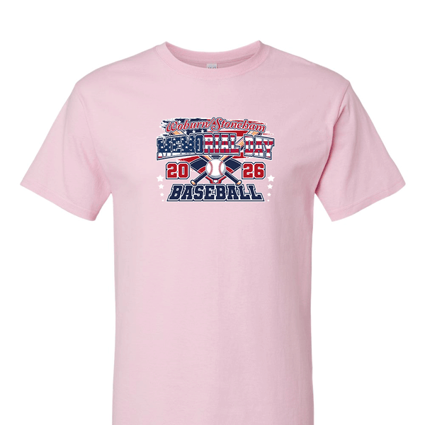 Solid Short Sleeve T-shirt -2026 Woburn Stoneham Memorial Day Baseball