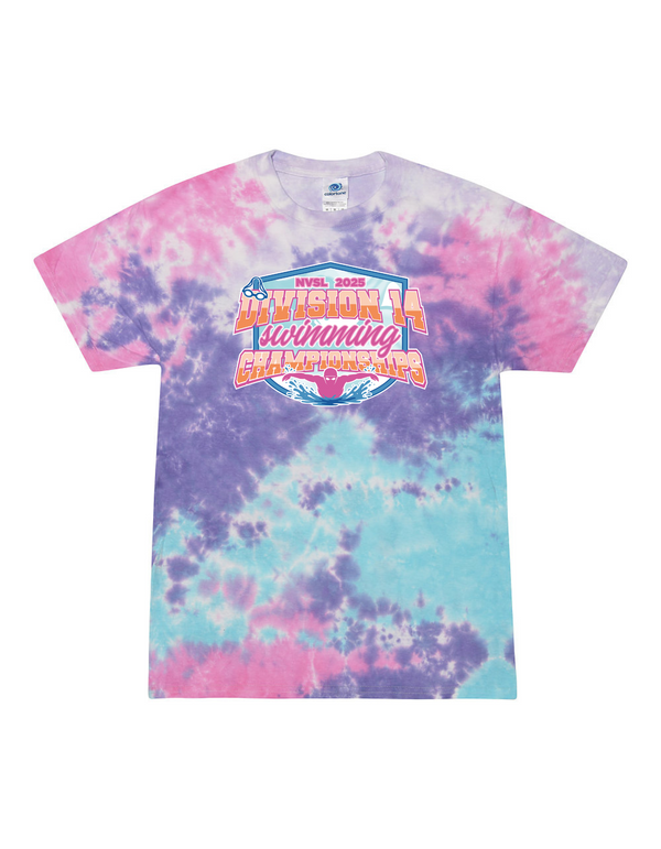 Div 14 Swim - Tie-dyed T-shirt - Pink and Orange Design