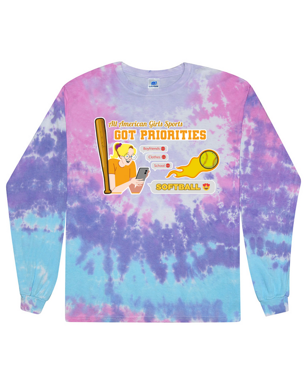 Softball Got Priorites - Tie Dyed Long Sleeve