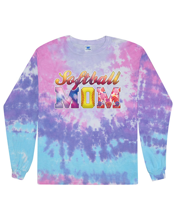 Softball Mom - Tie Dyed Long Sleeve