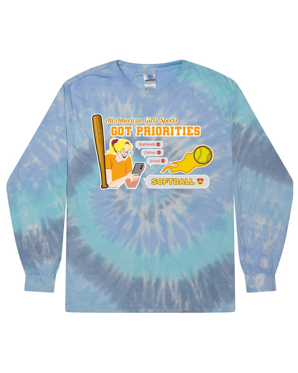 Softball Got Priorites - Tie Dyed Long Sleeve