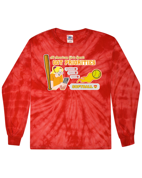 Softball Got Priorites - Tie Dyed Long Sleeve