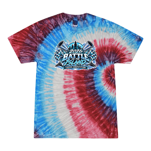 [[color:Firecracker]] 2026 Battle on the Island Cheer 0003 Firecracker Tie Dyed T shirt