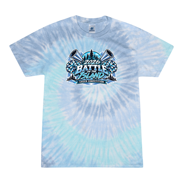 [[color:Lagoon]] 2026 Battle on the Island Cheer 0004 Lagoon Tie Dyed T shirt