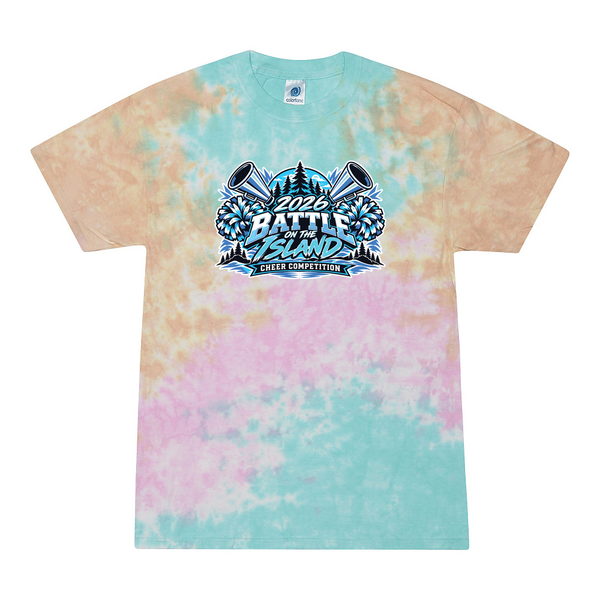 [[color:Snow Cone]] 2026 Battle on the Island Cheer 0006 Snow Cone Tie Dyed T shirt