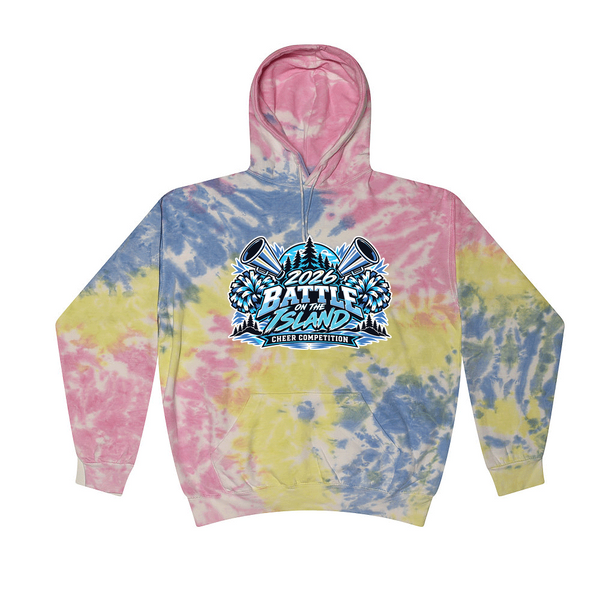[[color:Sherbert]] 2026 Battle on the Island Cheer 0018 Sherbert Tie Dyed Hoodie
