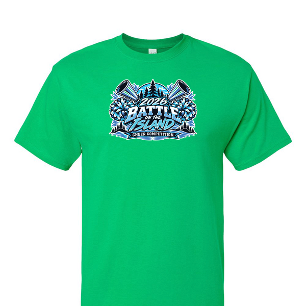 [[color:Irish Green]] 2026 Battle on the Island Cheer 0024 Irish Green Short Sleeve