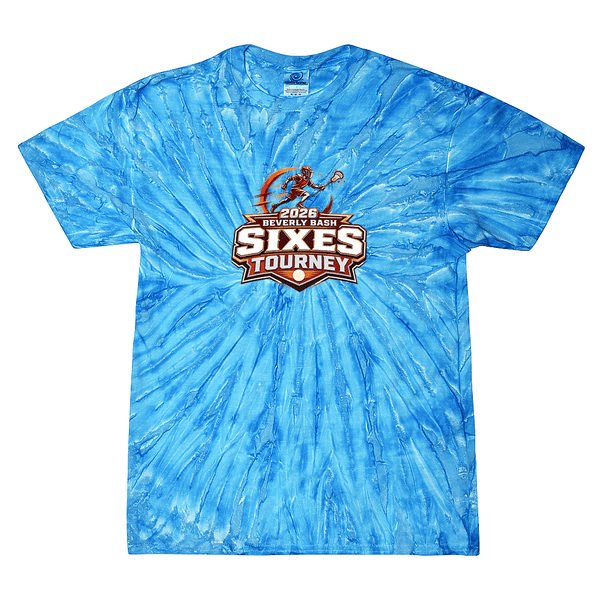[[color:Neon Blueberry]] 2026 Beverly Bash Sixes Tourney 0018 Neon Blueberry Tie Dyed T shirt