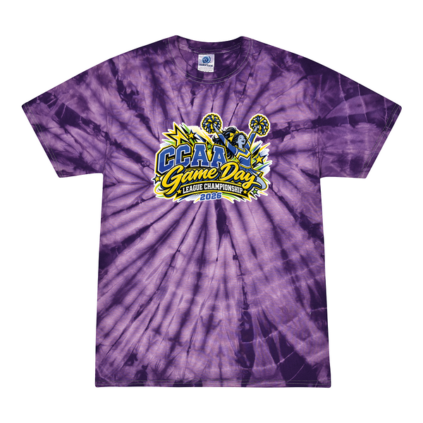 [[color:Spider Purple]] 2026 CCAA Game Day League Championship 0008 Spider Purple Tie Dyed T shirt