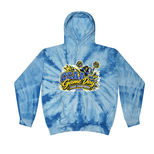 [[color:Spider Baby Blue]] 2026 CCAA Game Day League Championship 0010 Spider Baby Blue Tie Dyed Hoodie