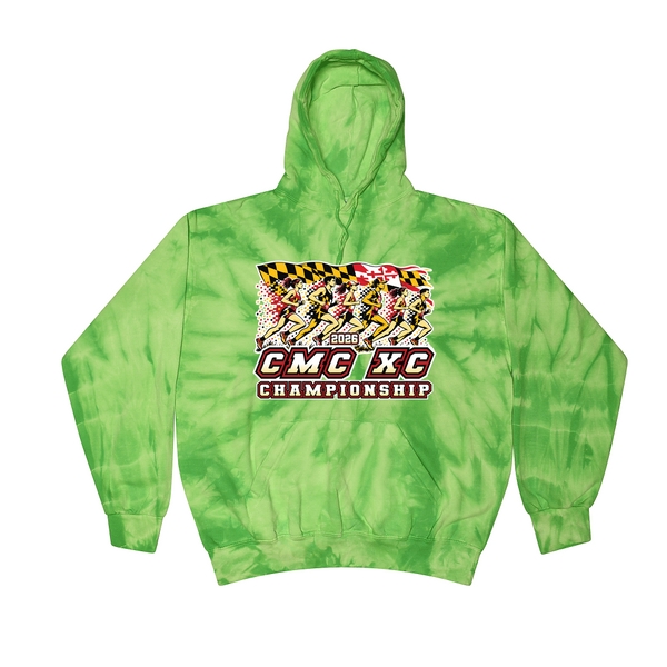 [[color:Spider Lime]] 2026 CMC XC Championships 0015 Spider Lime Tie Dyed Hoodie