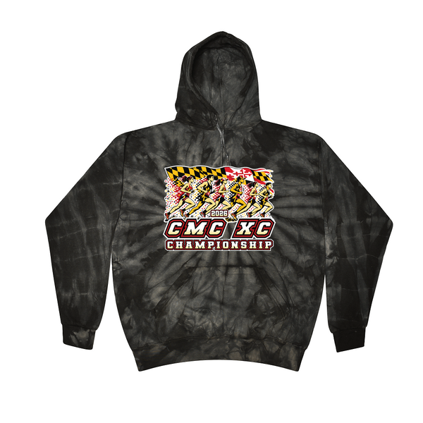 [[color:Spider Black]] 2026 CMC XC Championships 0020 Spider Black Tie Dyed Hoodie