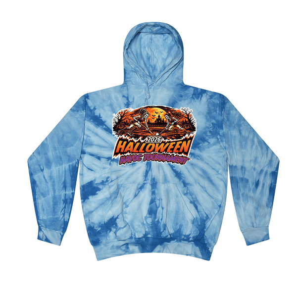 [[color:Spider Baby Blue]] 2026 Halloween Havoc Tournament 0027 Spider Baby Blue Tie Dyed Hoodie