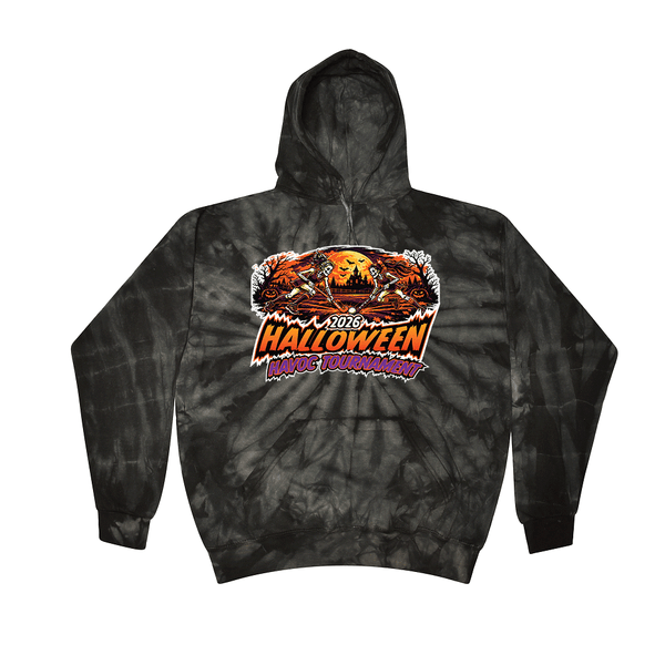 [[color:Spider Black]] 2026 Halloween Havoc Tournament 0037 Spider Black Tie Dyed Hoodie