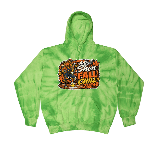 [[color:Spider Lime]] 2026 Miss Shen Fall Chill 0147 Spider Lime Tie Dyed Hoodie