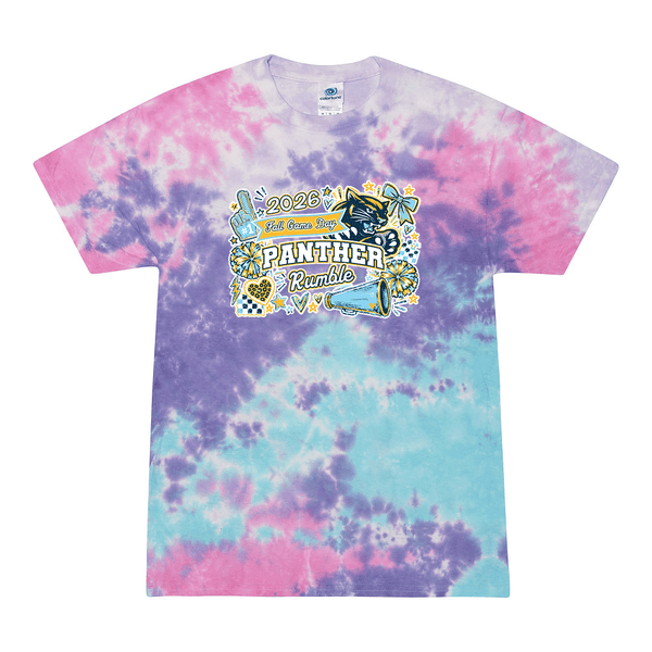 [[color:Cotton Candy]] 2026 Panther Rumble Fall Game Day 0004 Cotton Candy Tie Dyed T shirt
