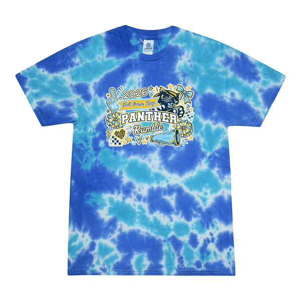 [[color:Multi Blue]] 2026 Panther Rumble Fall Game Day 0017 Multi Blue Tie Dyed T shirt