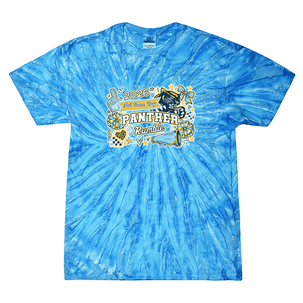 [[color:Neon Blueberry]] 2026 Panther Rumble Fall Game Day 0018 Neon Blueberry Tie Dyed T shirt