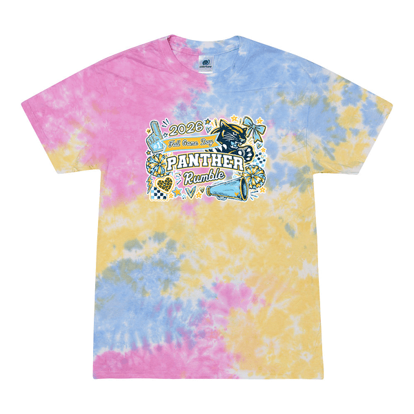 [[color:Sherbert]] 2026 Panther Rumble Fall Game Day 0019 Sherbert Tie Dyed T shirt