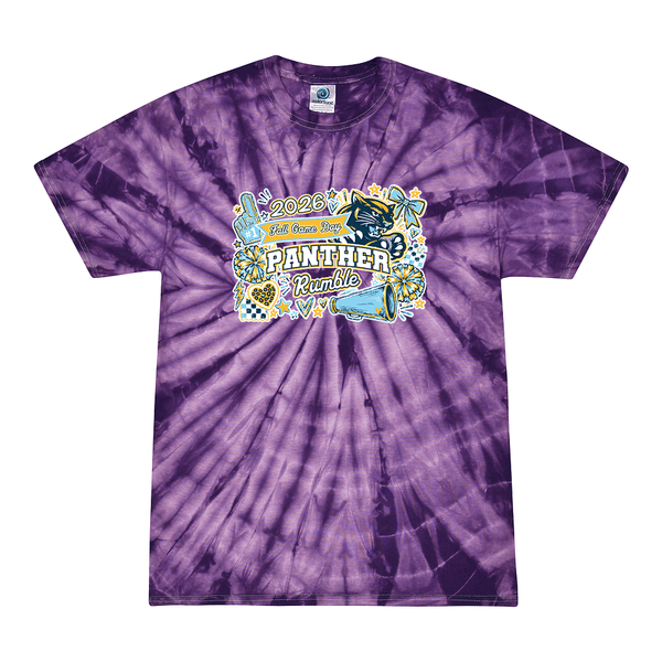 [[color:Spider Purple]] 2026 Panther Rumble Fall Game Day 0023 Spider Purple Tie Dyed T shirt