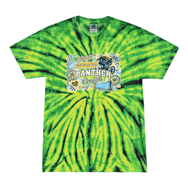 [[color:Wild Spider Green]] 2026 Panther Rumble Fall Game Day 0025 Wild Spider Green Tie Dyed T shirt