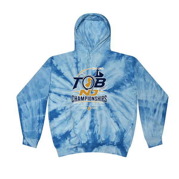 [[color:Spider Baby Blue]] 2026 TOB NJ State Championships 0010 Spider Baby Blue Tie Dyed Hoodie