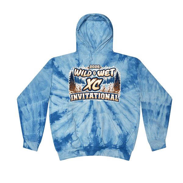 [[color:Spider Baby Blue]] 2026 Wild & Wet XC Invitational 0027 Spider Baby Blue Tie Dyed Hoodie
