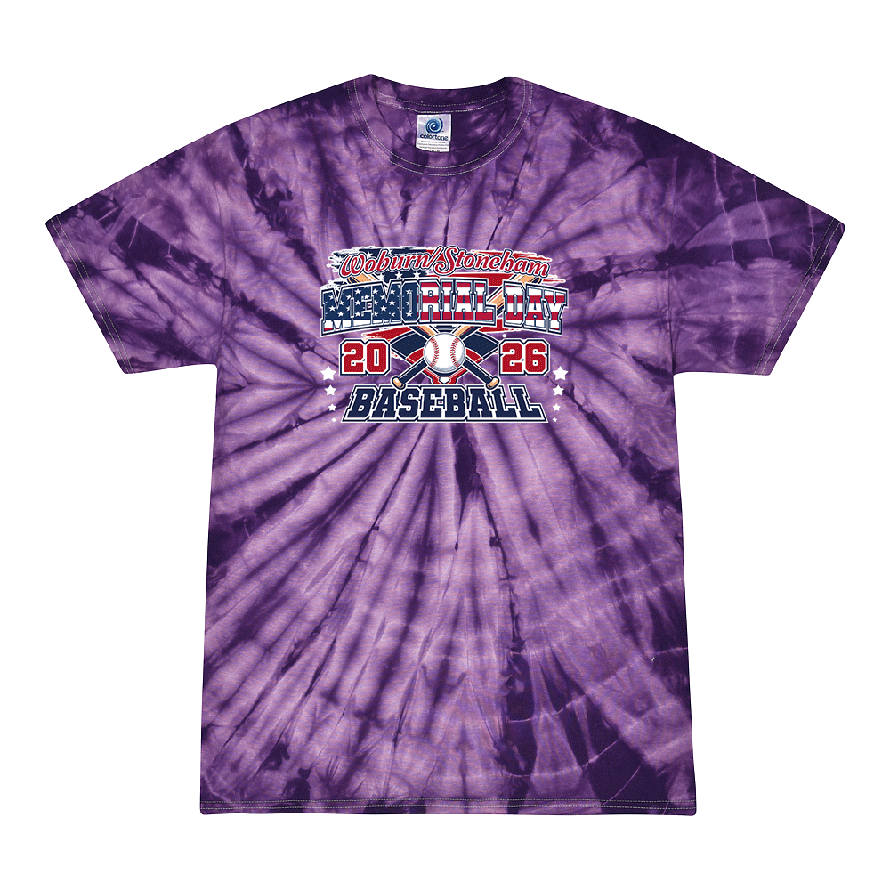 Tie Dyed T-shirt - 2026 Woburn Stoneham Memorial Day Baseball