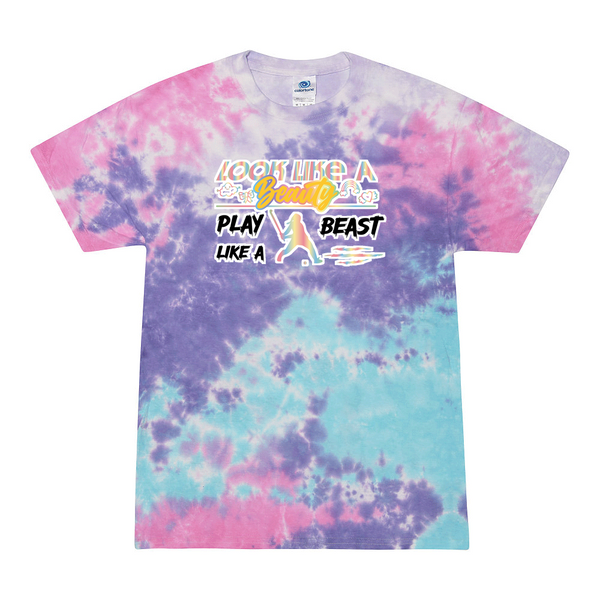 [[color:Cotton Candy]] Look Like A Beauty Play Like A Beast Field Hockey Tie Dye T-shirt Cotton Candy