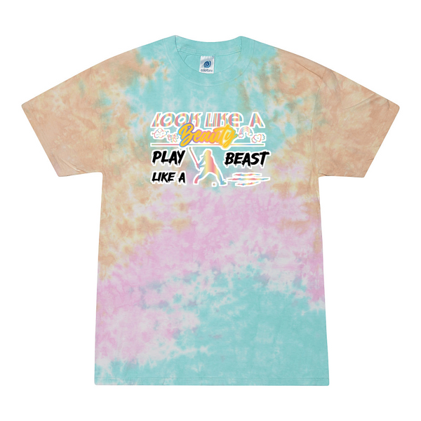 [[color:Snow Cone]] Look Like A Beauty Play Like A Beast Field Hockey Tie Dye T-shirt Snow Cone