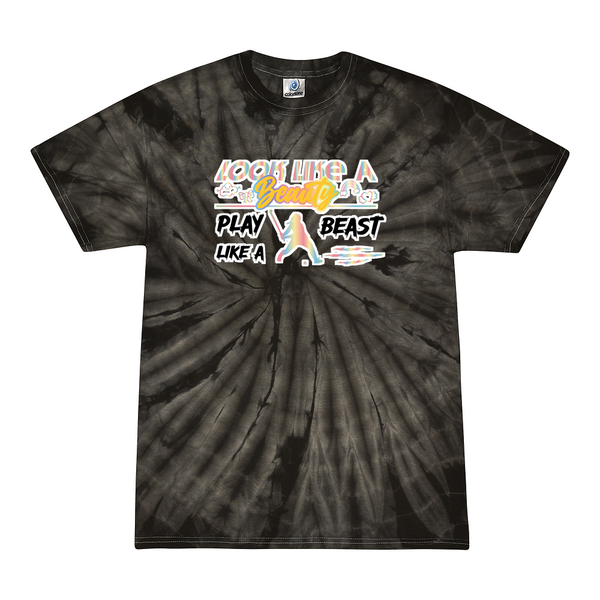 [[color:Spider Black]] Look Like A Beauty Play Like A Beast Field Hockey Tie Dye T-shirt Spider Black
