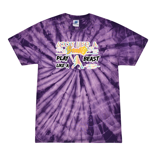 [[color:Spider Purple]] Look Like A Beauty Play Like A Beast Field Hockey Tie Dye T-shirt Spider Purple