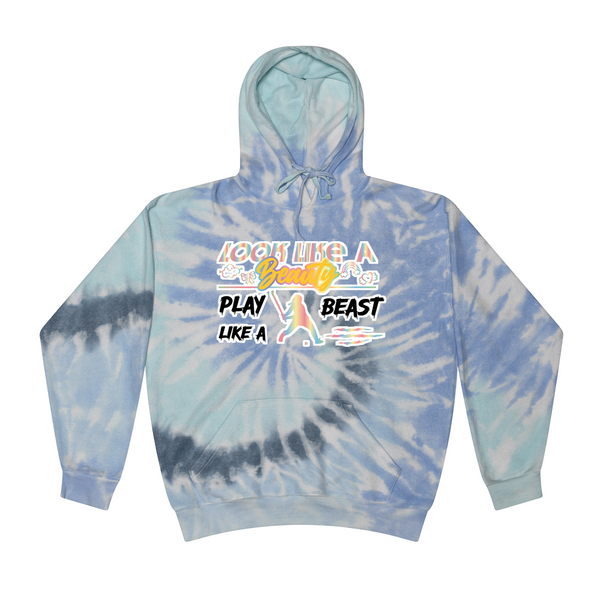 [[color:Lagoon]] Look Like A Beauty Play Like A Beast Field Hockey Tie Dye Hoodie Lagoon
