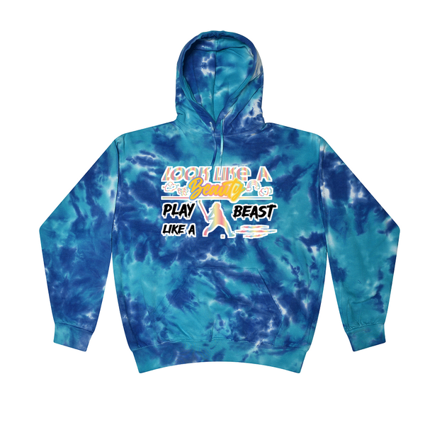 [[color:Multi-Blue]] Look Like A Beauty Play Like A Beast Field Hockey Tie Dye Hoodie Multi-Blue