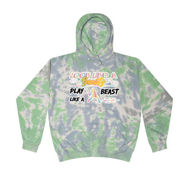[[color:Slushy]] Look Like A Beauty Play Like A Beast Field Hockey Tie Dye Hoodie Slushy