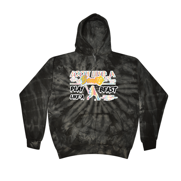[[color:Spider Black]] Look Like A Beauty Play Like A Beast Field Hockey Tie Dye Hoodie Spider Black