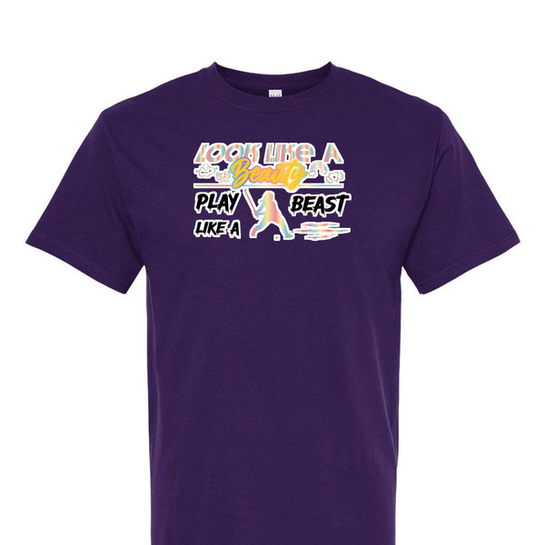 [[color:Purple]] Look Like A Beauty Play Like A Beast Field Hockey Short Sleeve T-shirt Purple